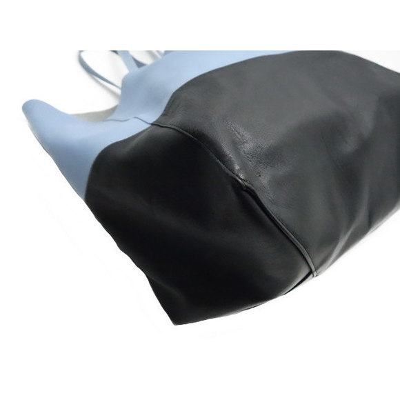 Celine Horizontal Cover Tote Bag Lambskin Bicolor Light Blue Black - Picture 6 of 8